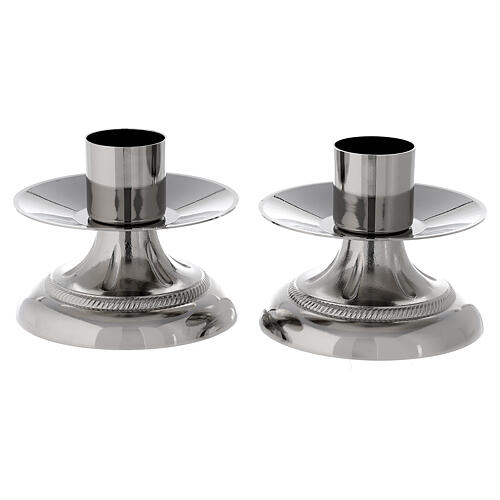 Silver-plated brass altar candlestick, candle holder 4 cm diameter 3