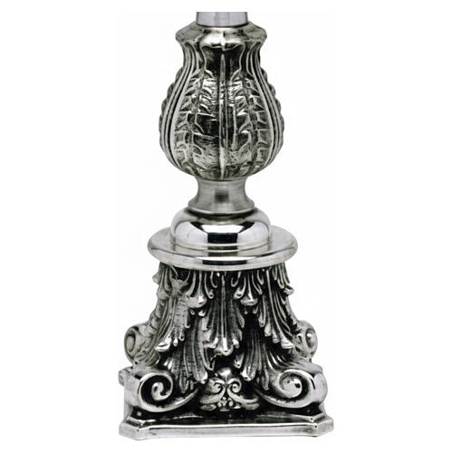 Castiçal em metal base barroca friso folhas de Acanto 23 cm bocal 40 mm 2