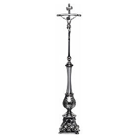 Crucifijo de altar metal plateado 40 cm decoración detalles hojas de acanto
