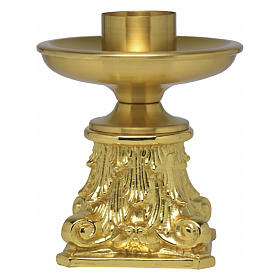 Candelero altar latón dorado base barroca diám. 40 mm