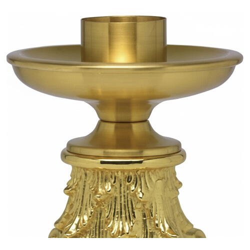 Świecznik z mosiądzu pozłacanego, dekoracja barokowa, średnica 40 mm, h 14 cm 3