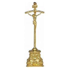 Cruz de altar base barroca 32 cm latão dourado