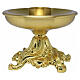 Altar candle holder with floral base in golden brass, 1.6 -inch diameter socket s1