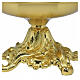 Altar candle holder with floral base in golden brass, 1.6 -inch diameter socket s2