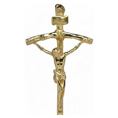 Croix d'autel base florale 30 cm laiton doré 2