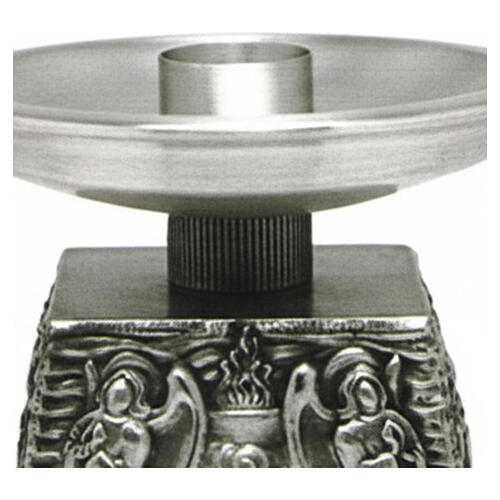 Altar candlestick in silver-plated brass with angel base, 6x5x5 in, 1.6-inch socket 3