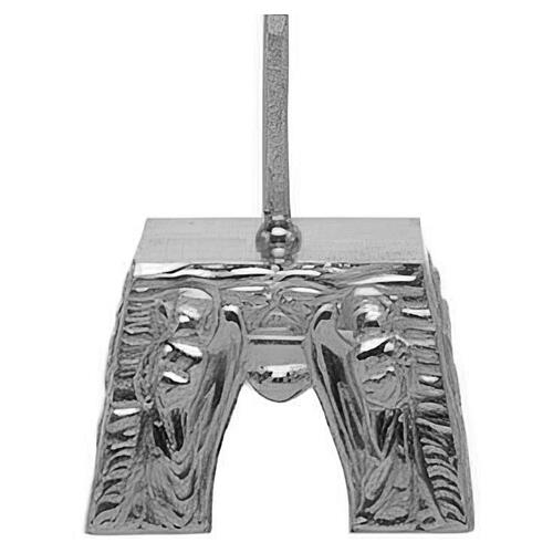 Altarkreuz aus silberfarbenem Messing mit Engelrelief – 32 × 12 × 12 cm 3