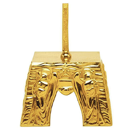 Crucifix d'autel avec base ornée d'anges en laiton argenté 32x13x13 cm diam. 40 mm 3