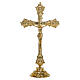 Altar cross with candlestick base, 14 in, gold-plated brass s1