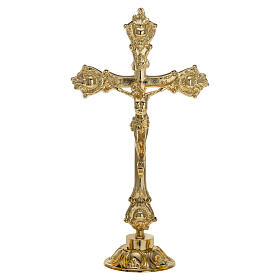 Croix d'autel base pour chandelier 35 cm laiton doré