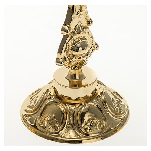 Croce da altare base candeliere 35 cm ottone dorato 3