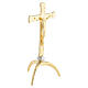 Altar cross with three-legged base, Orthodox style, gold finish, h 11 in, brass s3