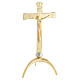 Cruz de altar base tripé estilo ortodoxo 27 cm latão s1