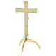 Cruz de altar base tripé estilo ortodoxo 27 cm latão s4