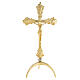 Croce da altare tre piedi finitura oro stile barocco 40 cm ottone s1