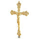 Croce da altare tre piedi finitura oro stile barocco 40 cm ottone s3