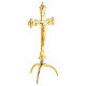 Croce da altare tre piedi finitura oro stile barocco 40 cm ottone s4