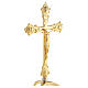 Croce da altare tre piedi finitura oro stile barocco 40 cm ottone s5