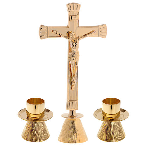 Set croce e candelieri altare ottone argentato 1