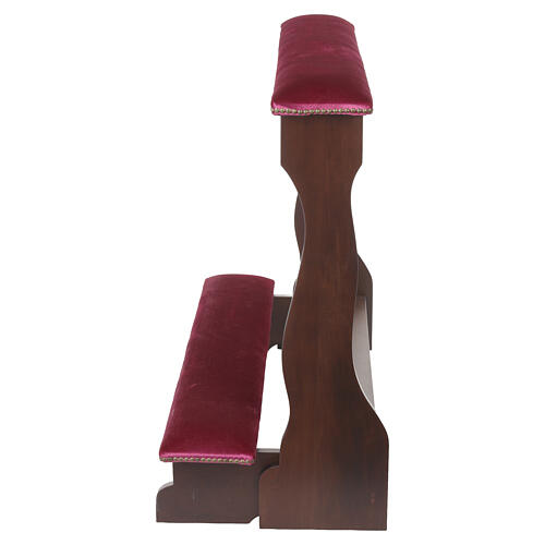 Inginocchiatoio per sposi pieghevole in legno con velluto bordeaux 85x120x45 cm 4