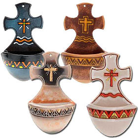 Weihwasserbecken Kreuz Keramik