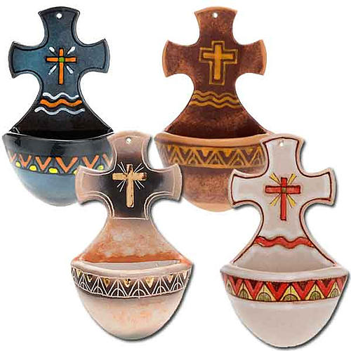 Weihwasserbecken Kreuz Keramik 1