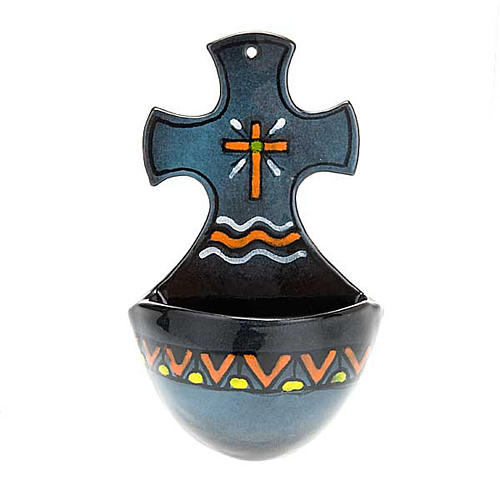 Weihwasserbecken Kreuz Keramik 3