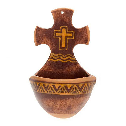 Weihwasserbecken Kreuz Keramik 4