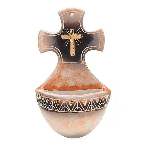 Weihwasserbecken Kreuz Keramik 5