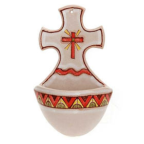 Acquasantiera croce ceramica