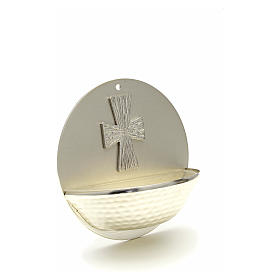 Round silver Holy Water font in silver brass