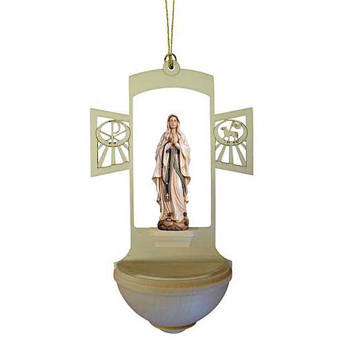 Holy Water font in carved wood, Our Lady of Lourdes | online sales on ...