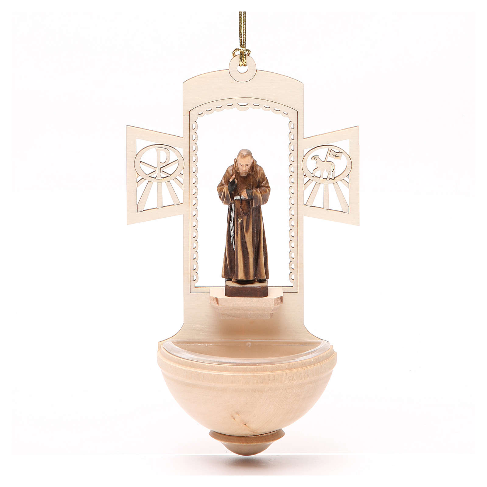 Holy Water font in painted wood, Padre Pio of Pietralcina | online ...