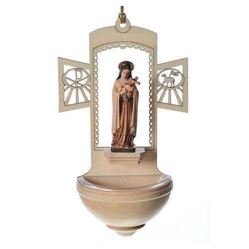 Holy Water font in wood, Saint Thérèse of Lisieux 1