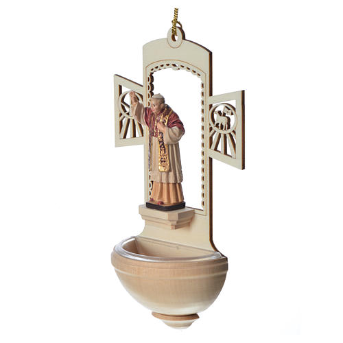Pila de agua bendita Benedicto XVI madera tallada 2