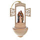 Holy Water font in wood, Holy Family and Jesus standing s1