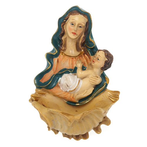 Holy Water font in resin, Our Lady with baby 1