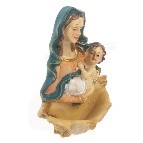 Holy Water font in resin, Our Lady with baby 2