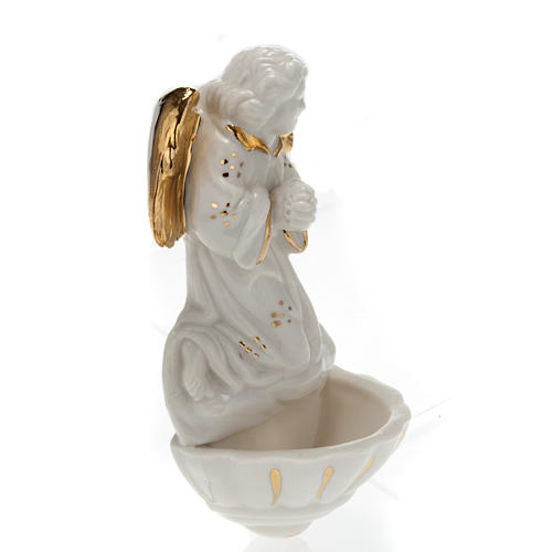 Holy Water font in white porcelain with Angel 3