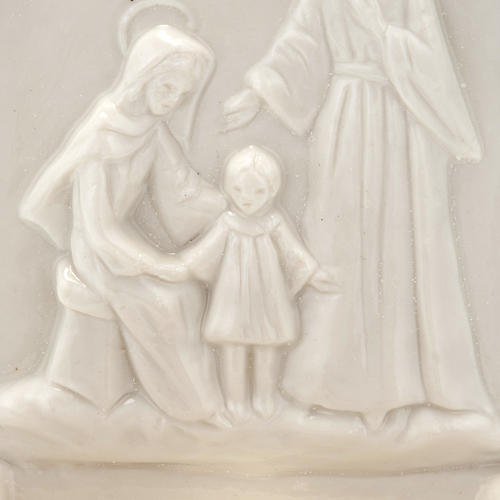 Acquasantiera porcellana bianca Sacra Famiglia 2