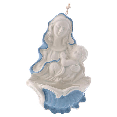 Bénitier Marie Enfant Jésus céramique Deruta 10x5x5 cm 1