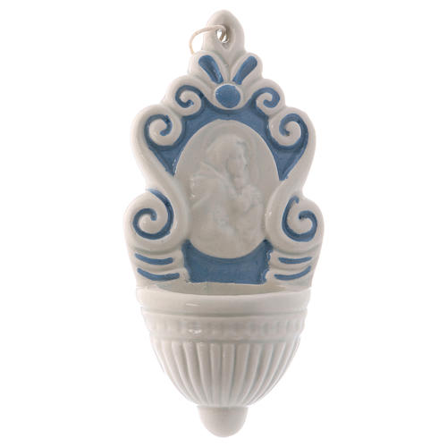 Acquasantiera ceramica Deruta tipo fontana iconcina Maria e Bambino 10x5x1 cm  1