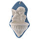Pia água benta anjo branco fundo azul cerâmica Deruta 10x5x5 cm s1