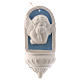 Pia água benta anjo branco fundo azul cerâmica Deruta 10x5x5 cm s4