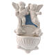 Stoup with two angels and two angel faces on blue background in Deruta ceramic 12x7x3 cm s1