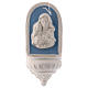 Holy water stoup with Virgin Mary and Baby Jesus with sky blue details 18 cm in ceramic made in Deruta s1