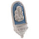 Holy water stoup with Virgin Mary and Baby Jesus with sky blue details 18 cm in ceramic made in Deruta s2