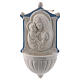 Holy water stoup with Virgin Mary and Baby Jesus with sky blue details 16 cm in ceramic made in Deruta s1