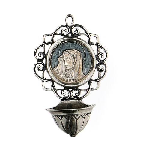 Holy water font 6 cm with Madonna in 800 silver 1