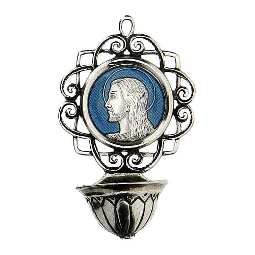 6 cm holy water stoup with Jesus in 800 silver 1